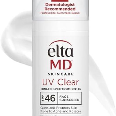 EltaMD UV Clear Face Sunscreen, SPF 46 Oil Free Sunscreen with Zinc Oxide, Travel Size, Protects and Calms Sensitive Skin and Acne-Prone Skin,…