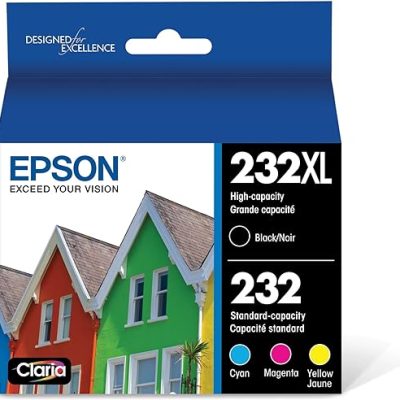 EPSON 232 Claria Ink High Capacity Black & Standard Color Cartridge Combo Pack (T232XL-BCS) Works with WorkForce WF-2930, WF-2950, Expression…