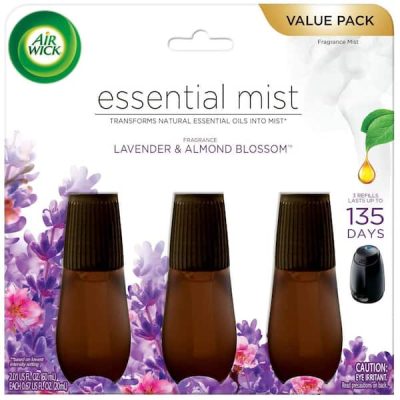 Essential Mist 0.67 oz. Lavender and Almond Blossom Automatic Air Freshener Diffuser with Refill (3-Pack)