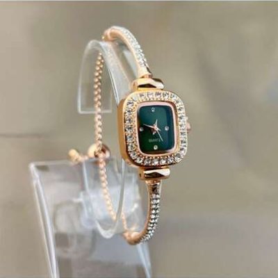 Fashionable Bracelet Watch For Women With Diamond Inlaid And Small Square Dial