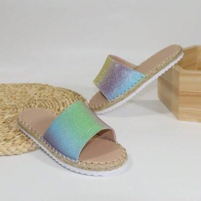 Fashionable Kids Flat Rope Holiday Slides With Sequins For Girls