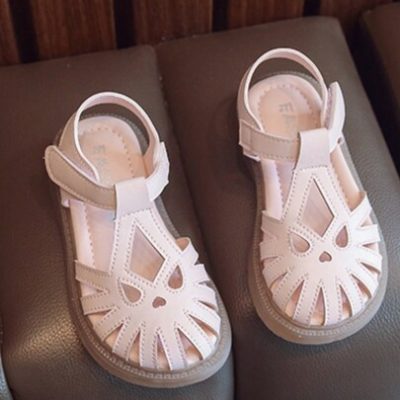 Fashionable Peep Toe Sandals Retro Princess Shoes Soft Bottom Beach Shoes For Middle And Big Children And Babies