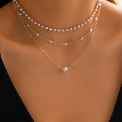 Faux Pearl Decor Layered Necklace