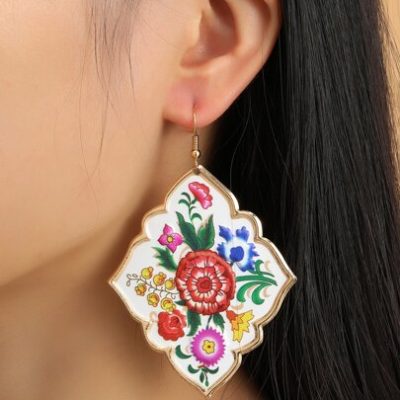 Flower Print Drop Earrings