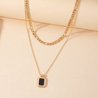 Geometric Charm Layered Necklace