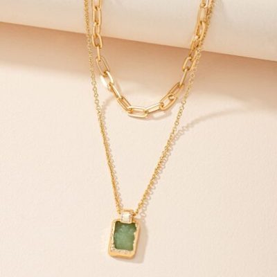 Geometric Charm Layered Necklace