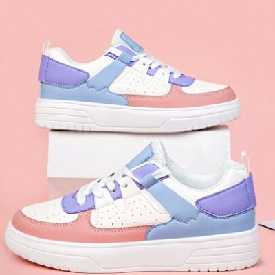 Girls” Sweet And Lovely Simple Casual Style All-Season Anti-Slip Lightweight Breathable Low Cut Youth Shoes Flat Casual Sport Sneakers