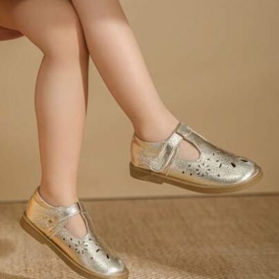 Gold Kids Shoes Children Flat Shoes Little Girls Shoes Girl School Shoes Mary Jane Shoes