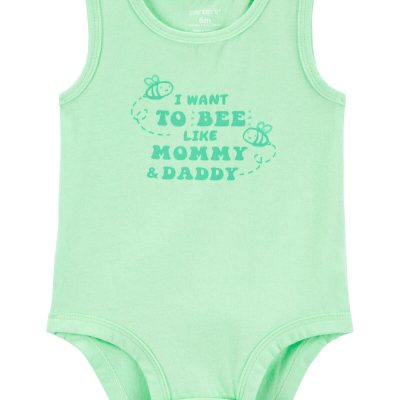 Green Baby Bee Like Mommy And Daddy Sleeveless Bodysuit | carters.com