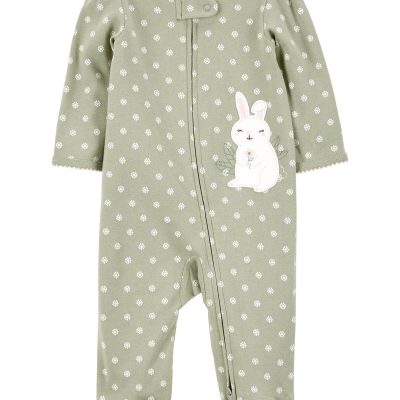 Green Baby Bunny 2-Way Zip Cotton Sleep & Play Pajamas | carters.com