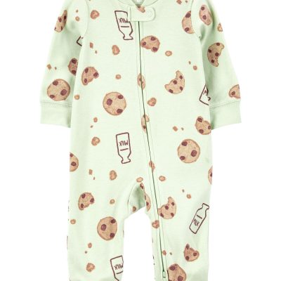 Green Baby Milk & Cookies 2-Way Zip Cotton Sleep & Play Pajamas | carters.com