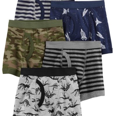 Green/Navy 5-Pack Cotton Boxer Briefs Underwear | carters.com