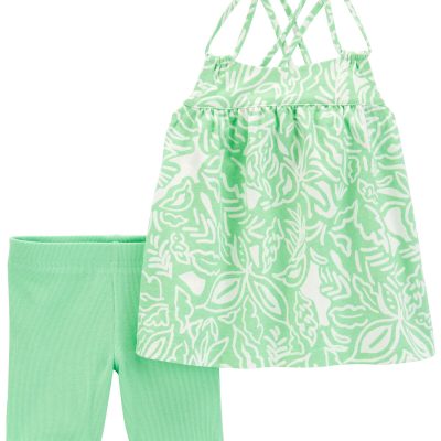 Green Toddler 2-Piece Floral Tank & Short Set | carters.com