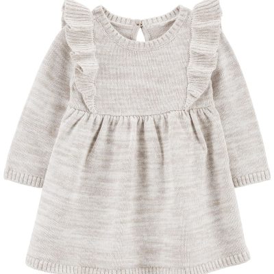 Grey Baby Long-Sleeve Sweater Dress | carters.com
