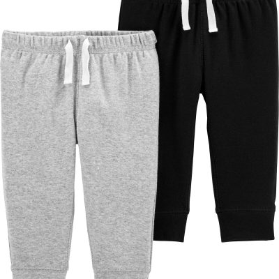 Grey/Black Baby 2-Pack Cotton Pants | carters.com