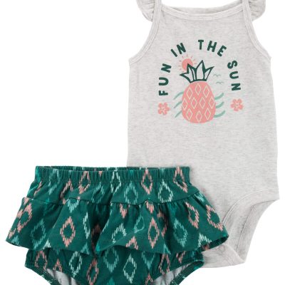 Grey/Green Baby 2-Piece Pineapple Bodysuit & Diaper Cover Set | carters.com