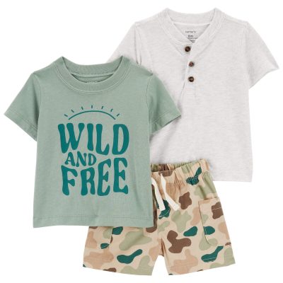 Grey/Green Baby 3-Piece Camo Little Short Set | carters.com