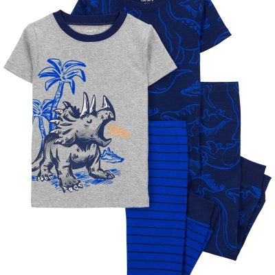 Grey/Navy Toddler 4-Piece Dinosaur Cotton Blend Pajamas | carters.com