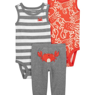 Grey/Red Baby 3-Piece Crab Little Character Set | carters.com