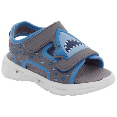 Grey Toddler Shark Light-Up Sandals | carters.com