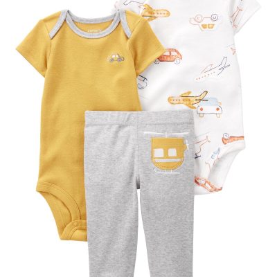 Grey/Yellow Baby 3-Piece Helicopter Little Character Set | carters.com