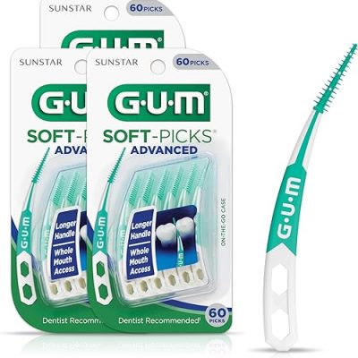 GUM Soft-Picks Advanced, Easy to Use Dental Picks for Teeth Cleaning Health, Disposable Interdental Brushes with Convenient Carry Case, Dentist…