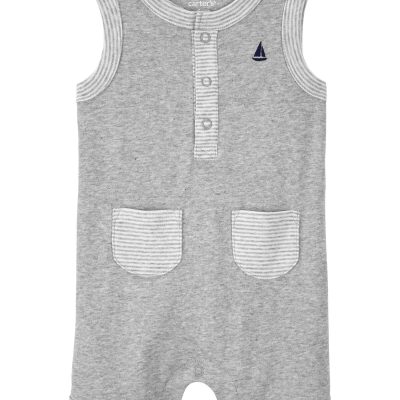 Heather Baby Sailboat Pocket Snap-Up Romper | carters.com