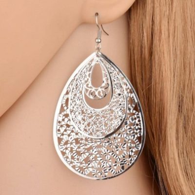 Hollow Out Water Drop Earrings