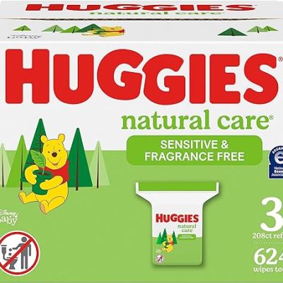 Huggies Natural Care Sensitive Baby Wipes, Hypoallergenic, 99% Purified Water, 3 Refill Packs (624 Wipes Total)