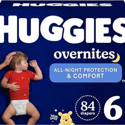 Huggies Overnites Size 6 Overnight Diapers (35+ lbs), 84 Ct (2 Packs of 42), Packaging May Vary