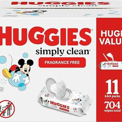 Huggies Simply Clean Fragrance-Free Baby Wipes, 11 Flip-Top Packs (704 Wipes Total)