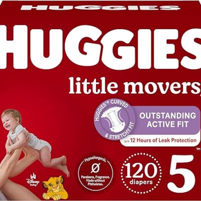 Huggies Size 5 Diapers, Little Movers Baby Diapers, Size 5 (27+ lbs), 120 Count (2 Packs of 60)