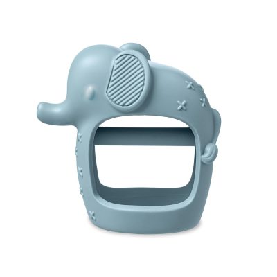 Itzy Ritzy Bitzy Grip – Silicone Developmental Teether with Easy-to-Hold Hand Grip, Designed for Ages 3 Months and Up, Elephant