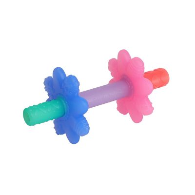 Itzy Ritzy Teensy Tube Teether; Textured Hollow Tube Teether Reaches Front Teeth & Back Molars, Made of Soft Silicone, Pink Rainbow