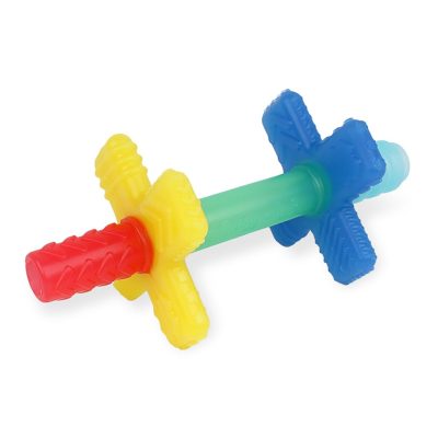 Itzy Ritzy Teensy Tube Teether; Textured Hollow Tube Teether Reaches Front Teeth & Back Molars, Made of Soft Silicone, Rainbow