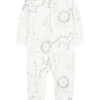 Ivory Baby Animal Print Zip-Up Cotton Sleep & Play Pajamas | carters.com