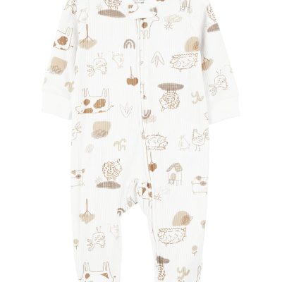 Ivory Baby Animals 2-Way Zip Cotton Blend Sleep & Play Pajamas | carters.com