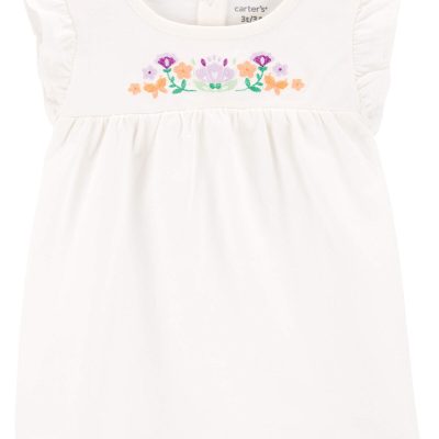 Ivory Baby Floral Flutter Top | carters.com