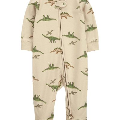 Khaki Baby 2-Way Zip Dinosaur Cotton Sleep & Play Pajamas | carters.com