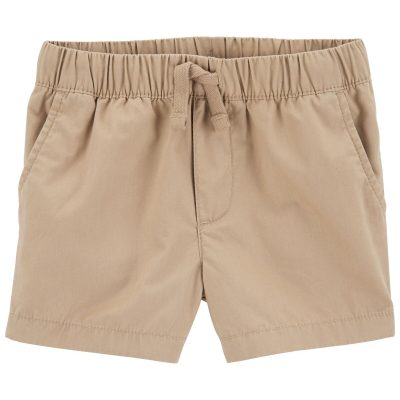 Khaki Toddler Pull-On Poplin Shorts | carters.com