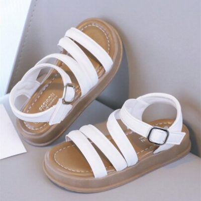 Kid Fashionable White Flat Sandals