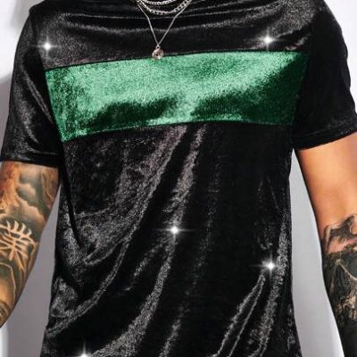 Manfinity AFTRDRK Men Contrast Panel Velvet Tee