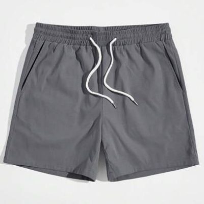 Manfinity Basics Men Woven Drawstring Waistband Shorts With Slanted Pockets For Casual Summer