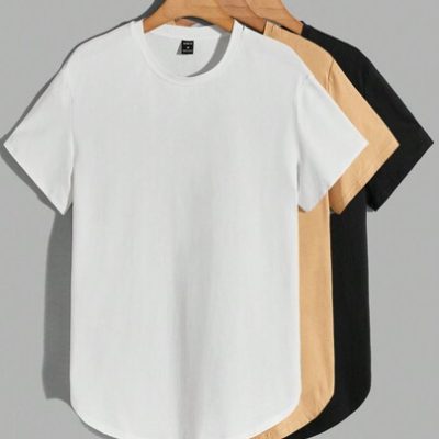 Manfinity Basics Men’s Round Neck Knitted Short Sleeve T-Shirt (Pack Of 3)