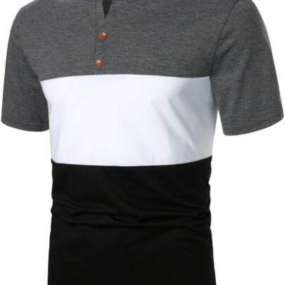 Manfinity Homme Men Color Block Quarter Button Tee