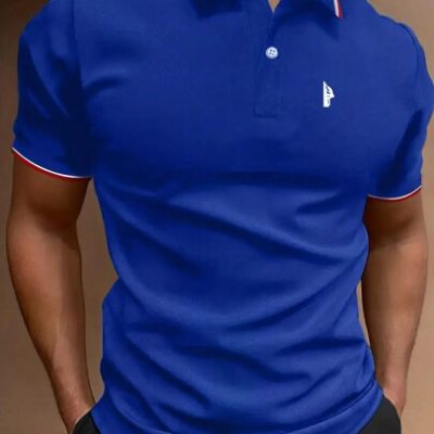 Manfinity Homme Men Graphic Contrast Trim Polo Shirt