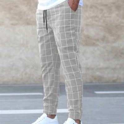 Manfinity Homme Men Grid Print Drawstring Waist Pants