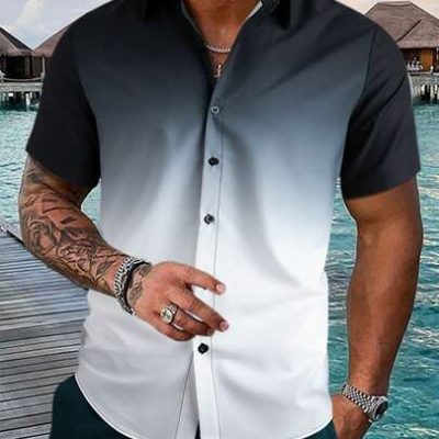 Manfinity Homme Men Ombre Button Up Shirt Without Tee