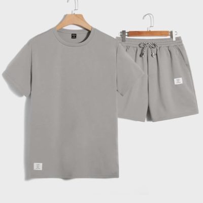 Manfinity Homme Men Patched Detail Tee & Drawstring Waist Shorts