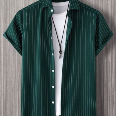 Manfinity Homme Men Striped Button Front Shirt Without Tee